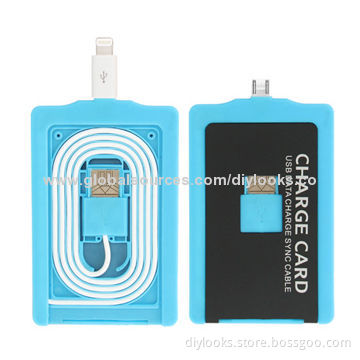 3mm Thickness Charger Card (USB Data/Charge Sync Cable) with Micro 5-pin to 8-pin Adapter